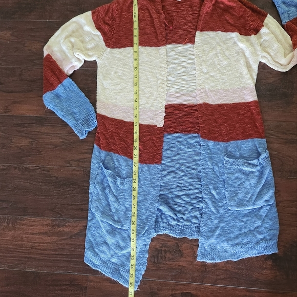 STRIPED OPEN HOODIE CARDIGAN - Picture 7 of 7